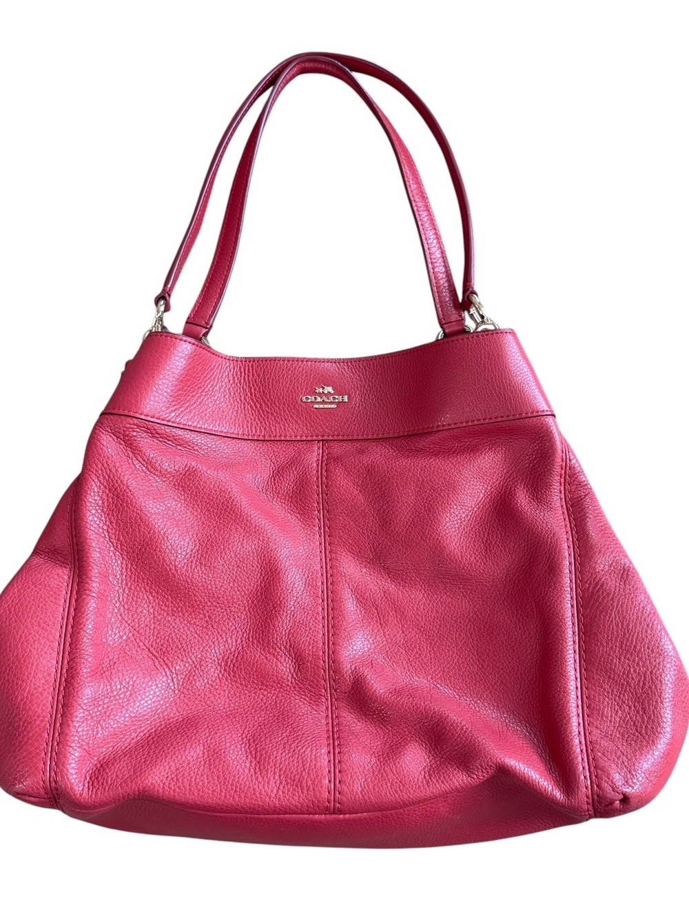 COACH F57545 Lexy Rasberry Red Pinkish Red Pebbled Leather Shoulder Bag